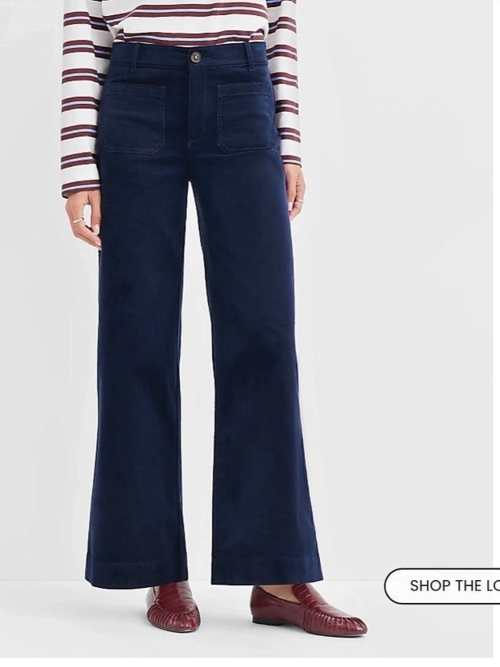 LOFT The Palmer Wide Leg Pants in Brushed Corduroy Blue Size 14